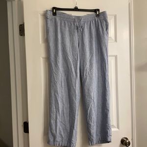 White & Blue Linen Pant